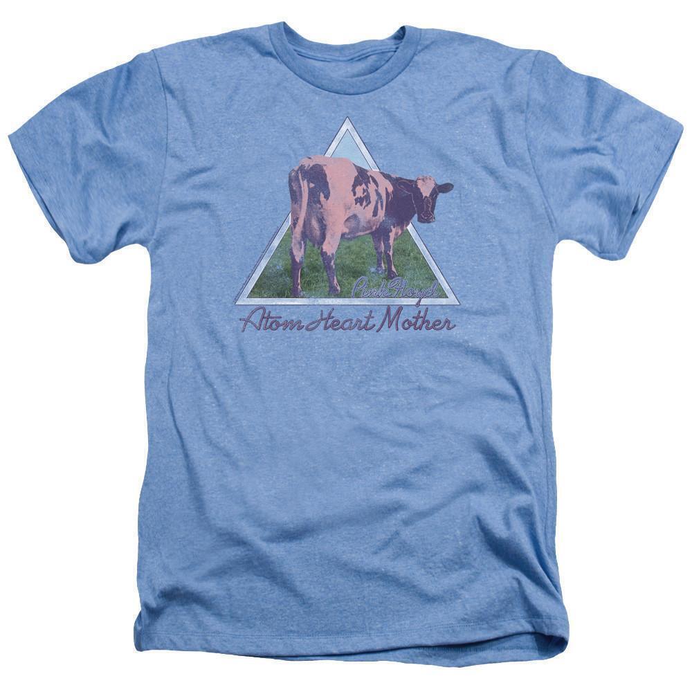 Floyd Atom Mother Heart Pyramid Adult Heather T Shirt Light Blue